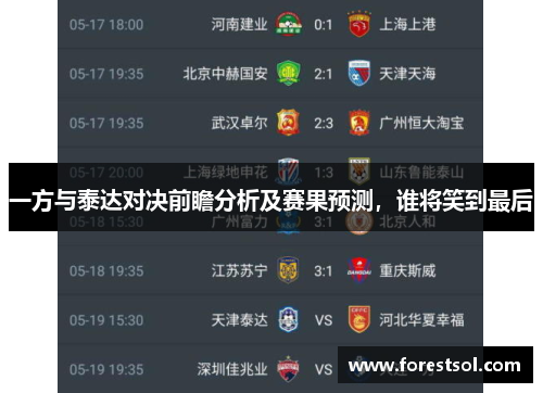 一方与泰达对决前瞻分析及赛果预测，谁将笑到最后